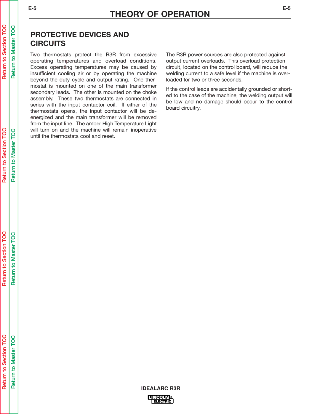 Lincoln Electric R3R-500, R3R-300 service manual Protective Devices and Circuits 