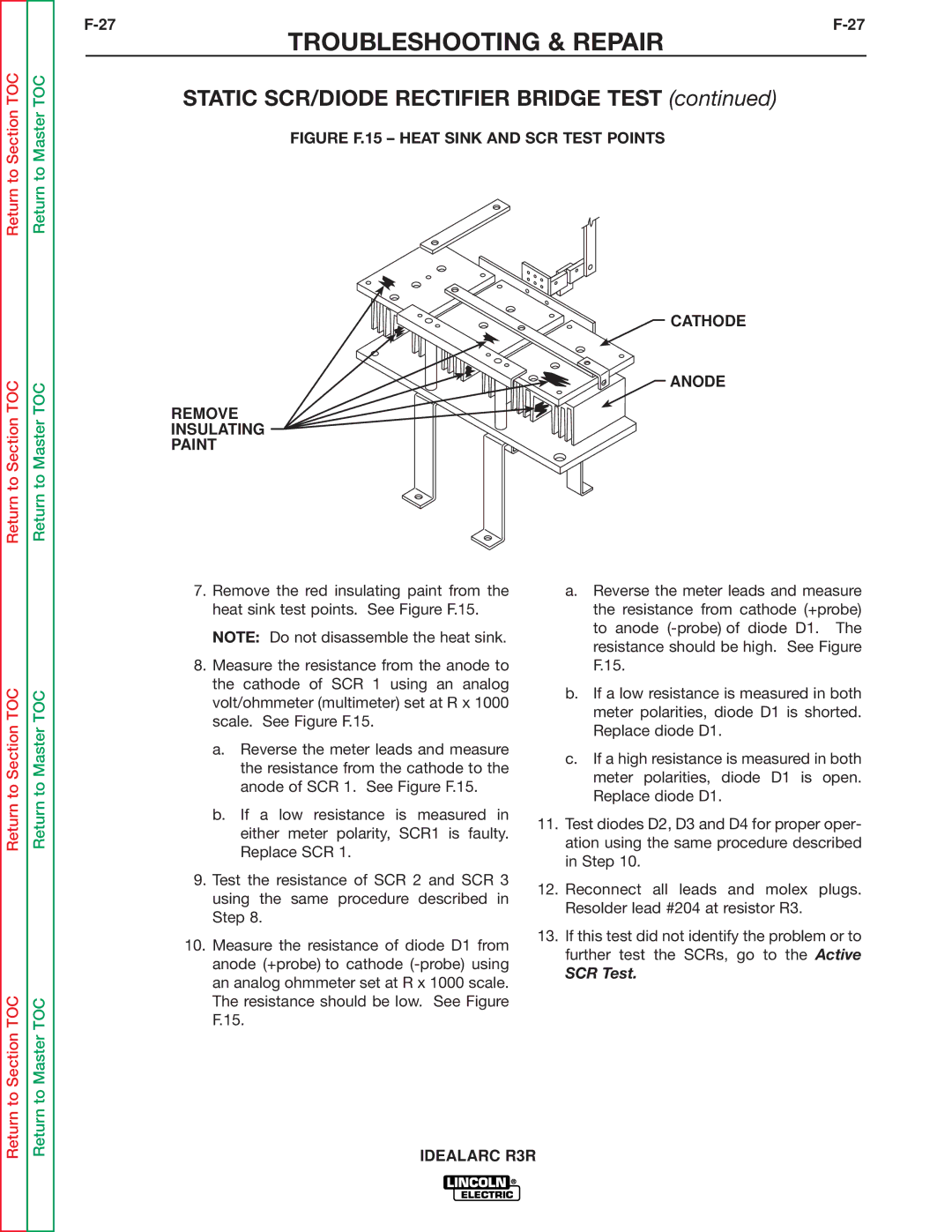 Lincoln Electric R3R-500, R3R-300 service manual SCR Test 