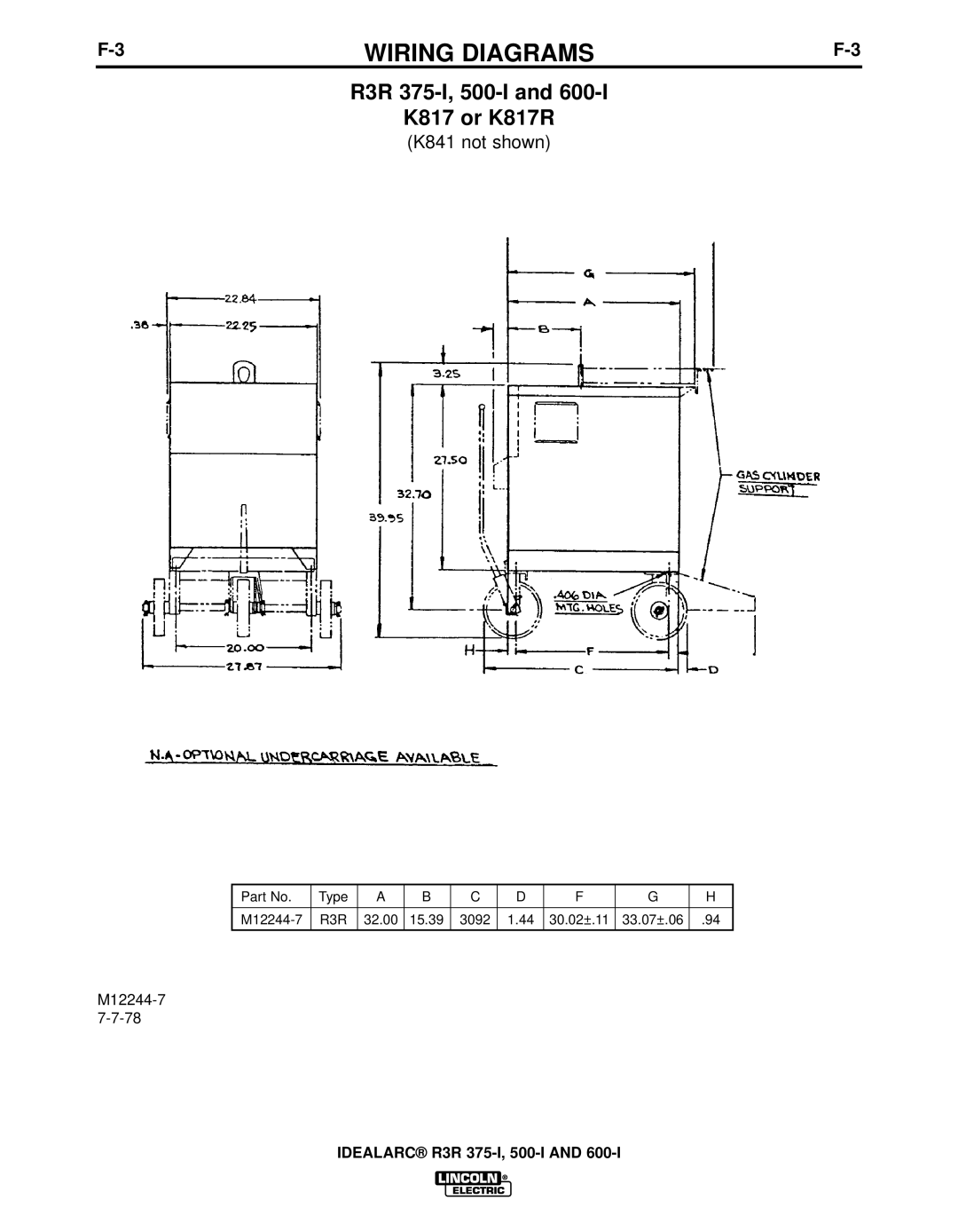 Lincoln Electric R3R 500-I manual R3R 375-I, 500-I K817 or K817R 