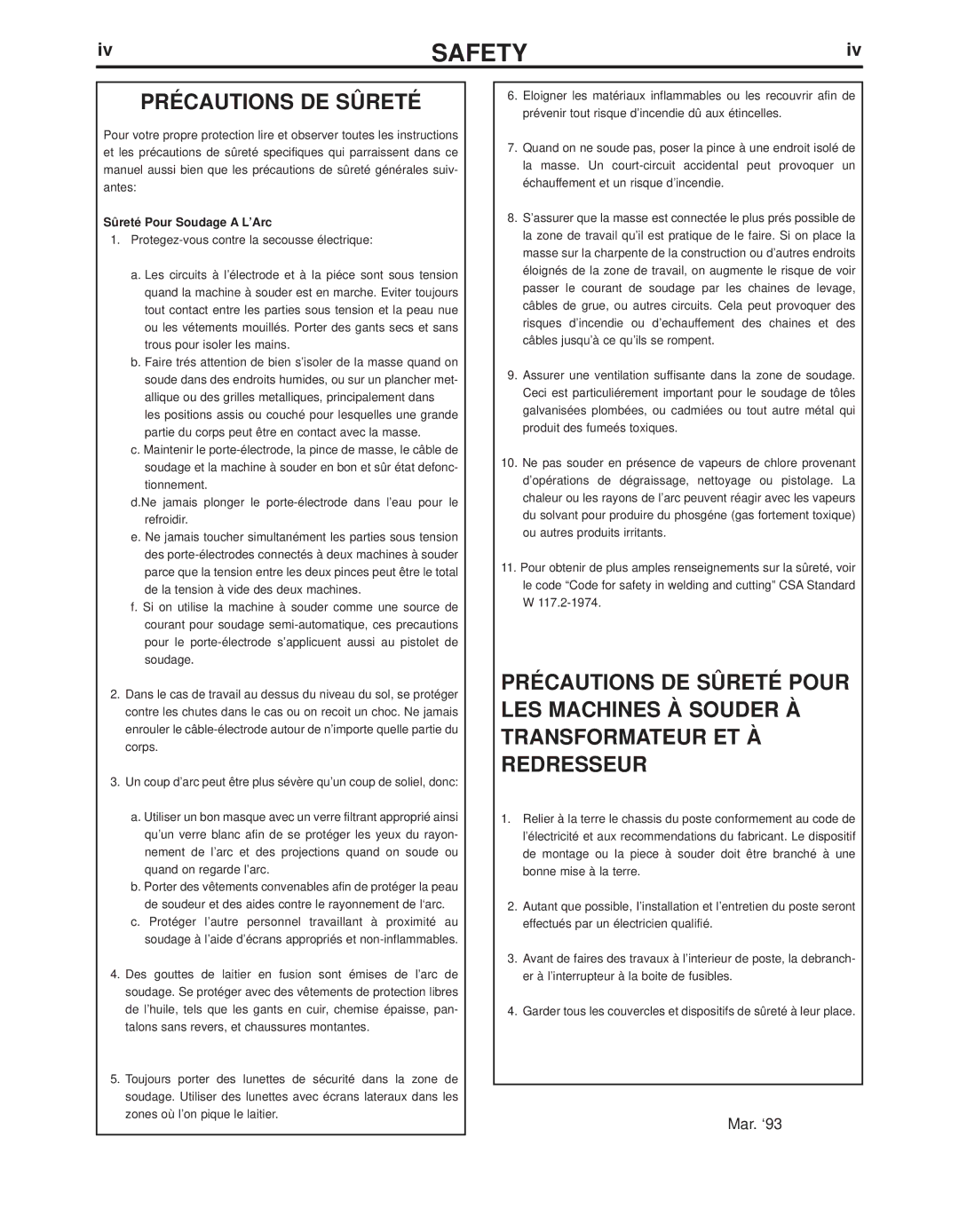 Lincoln Electric R3R 500-I, R3R 375-I manual Précautions DE Sûreté, Sûreté Pour Soudage a L’Arc 