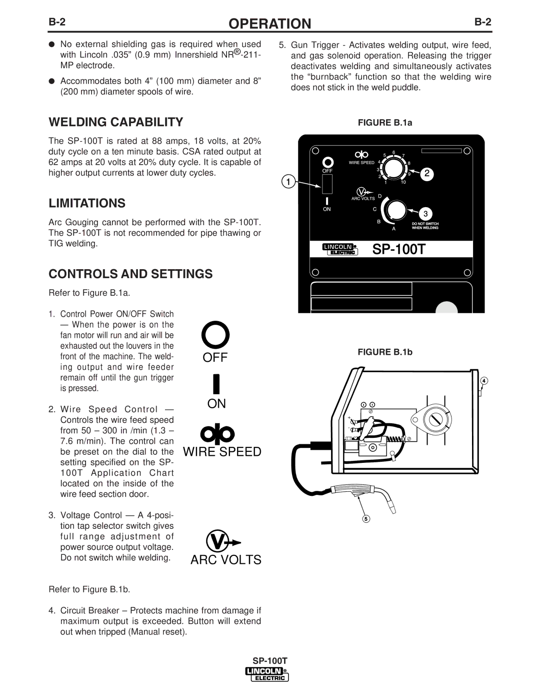 Lincoln Electric SP-100T manual Welding Capability, Limitations, Controls and Settings 