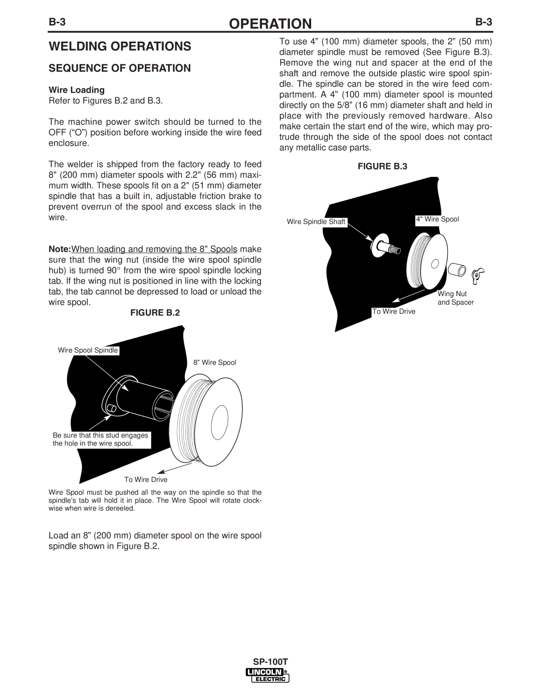 Lincoln Electric SP-100T manual Welding Operations, Sequence of Operation, Wire Loading 