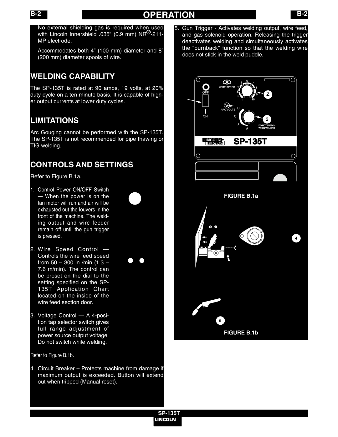 Lincoln Electric SP-135T manual Welding Capability, Limitations, Controls and Settings 