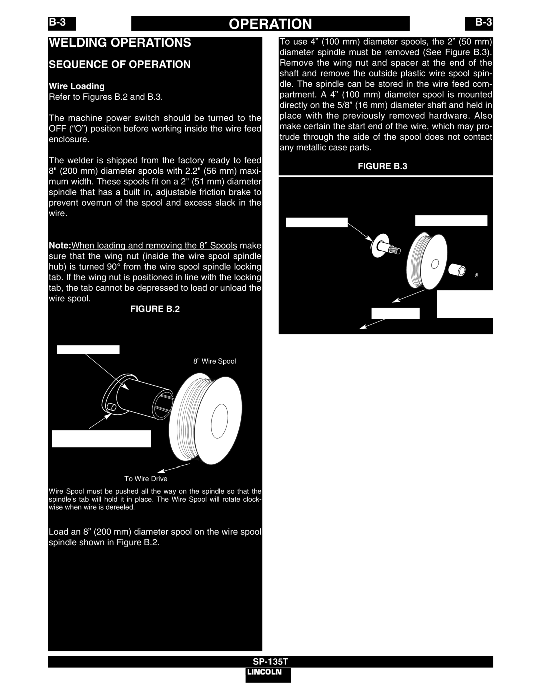 Lincoln Electric SP-135T manual Welding Operations, Sequence of Operation, Wire Loading 