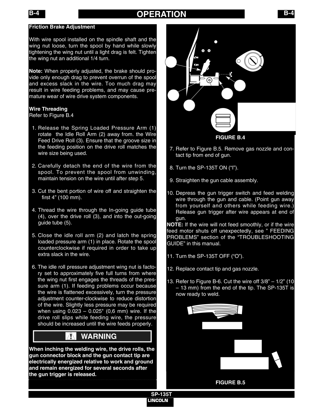 Lincoln Electric SP-135T manual Friction Brake Adjustment, Wire Threading 