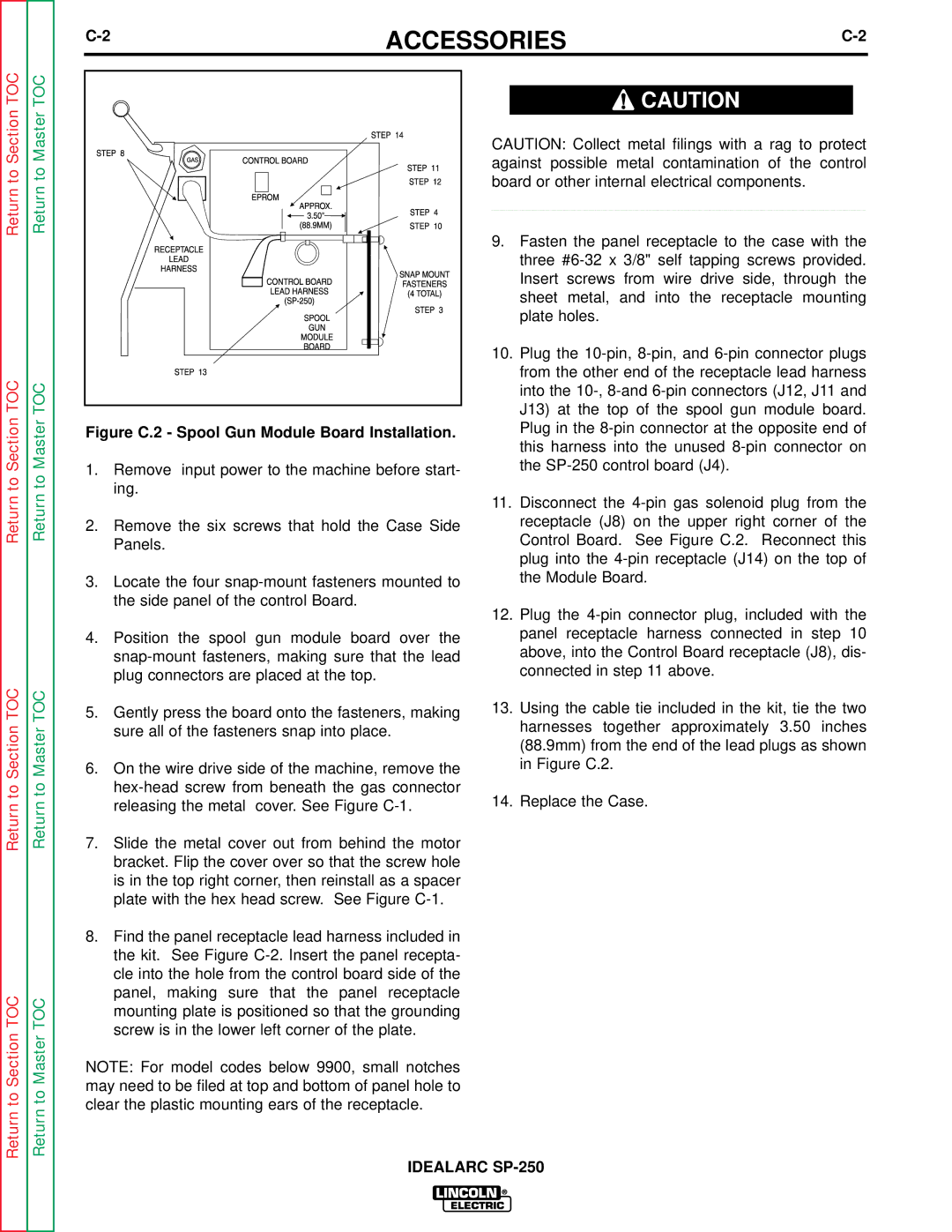 Lincoln Electric SP-250 service manual Figure C.2 Spool Gun Module Board Installation 