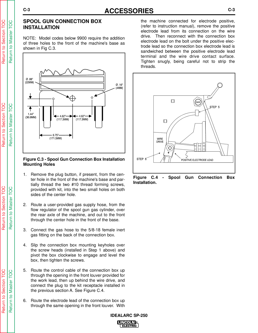 Lincoln Electric SP-250 service manual Spool GUN Connection BOX, Installation 