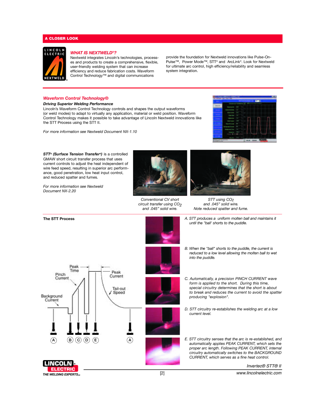 Lincoln Electric STT II dimensions What is NEXTWELD?, Waveform Control Technology 