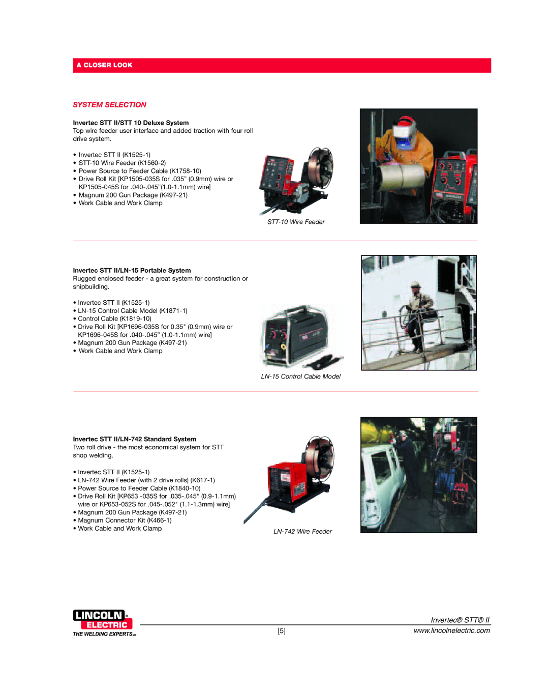 Lincoln Electric System Selection, Invertec STT II/STT 10 Deluxe System, Invertec STT II/LN-15 Portable System 