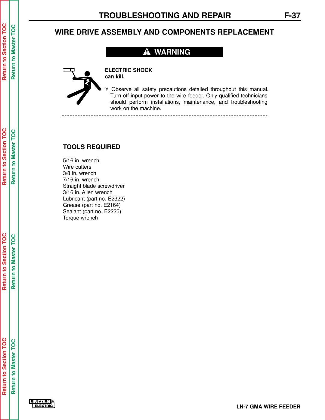 Lincoln Electric SVM 106-A service manual Wire Drive Assembly and Components Replacement 