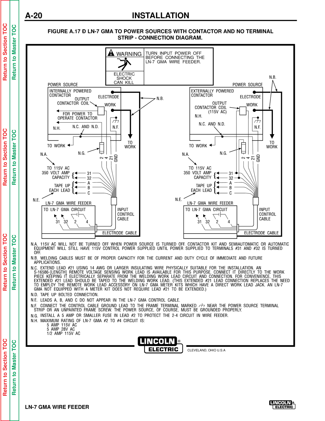 Lincoln Electric SVM 106-A service manual Before Connecting LN-7 GMA Wire Feeder 