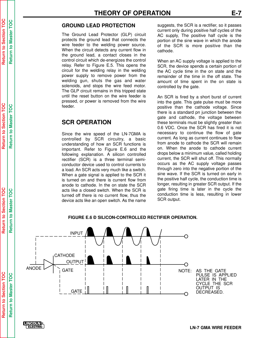 Lincoln Electric SVM 106-A service manual SCR Operation, Ground Lead Protection 