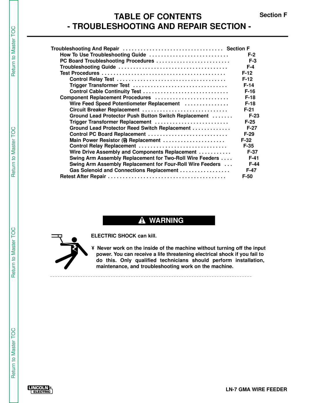 Lincoln Electric SVM 106-A service manual Troubleshooting and Repair Section 