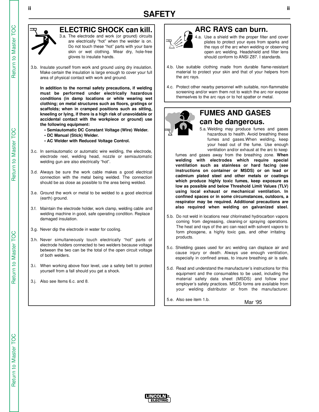 Lincoln Electric SVM 110-A service manual Electric Shock can kill 