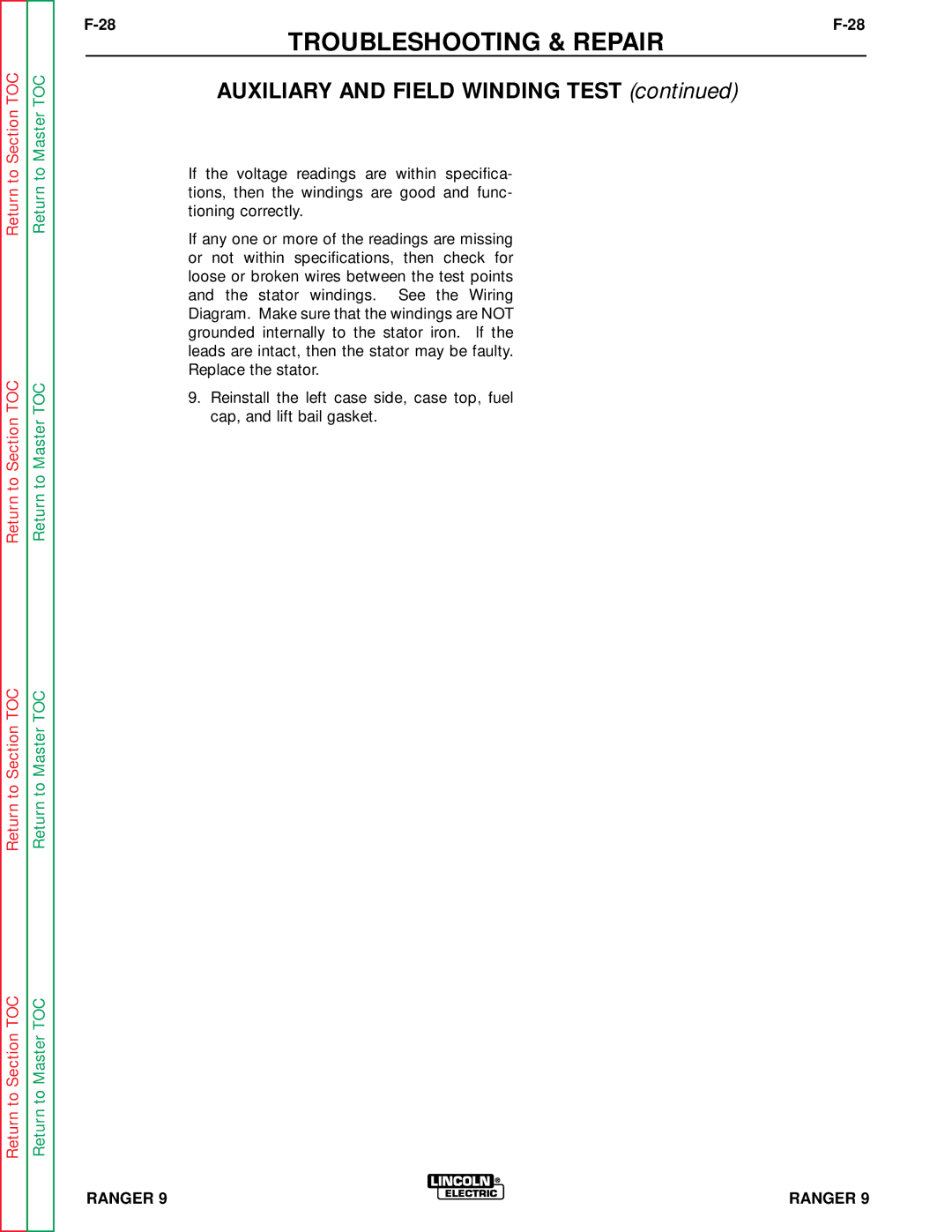 Lincoln Electric SVM 110-A service manual Troubleshooting & Repair 