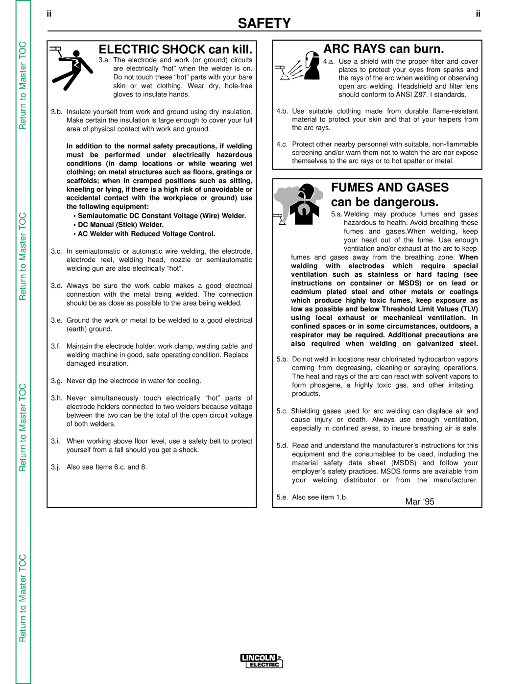 Lincoln Electric SVM 113-A service manual Electric Shock can kill 