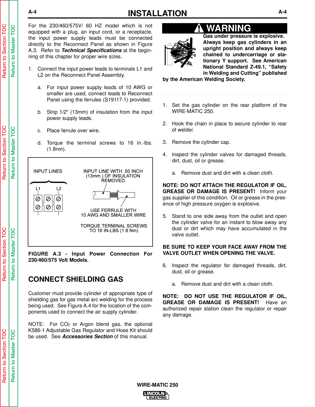 Lincoln Electric SVM 117-A service manual Connect Shielding GAS 