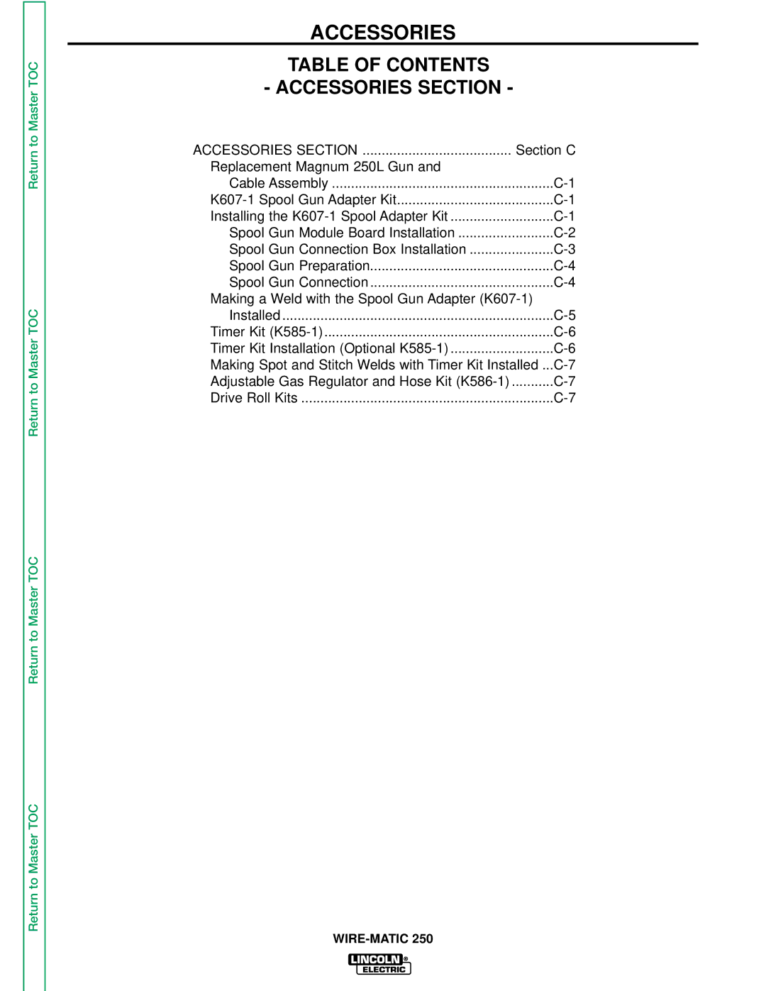 Lincoln Electric SVM 117-A service manual Accessories 