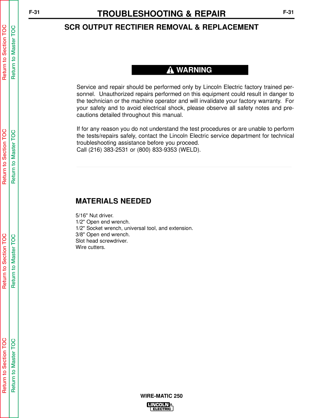 Lincoln Electric SVM 117-A service manual SCR Output Rectifier Removal & Replacement 