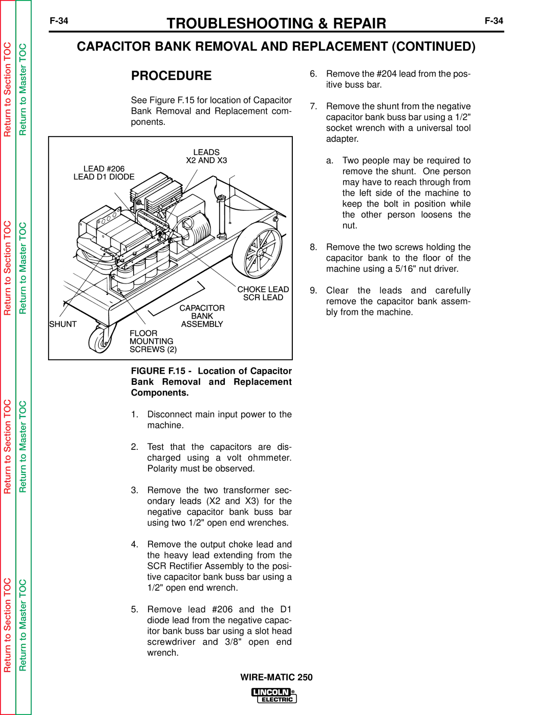 Lincoln Electric SVM 117-A service manual Bank Removal Replacement, Components 