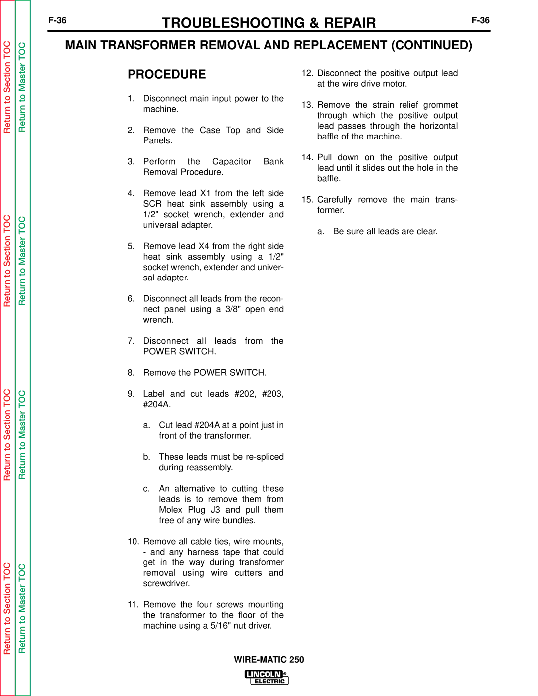 Lincoln Electric SVM 117-A service manual Power Switch 