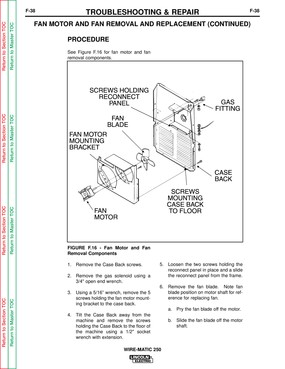 Lincoln Electric SVM 117-A service manual FAN Motor and FAN Removal and Replacement Procedure 