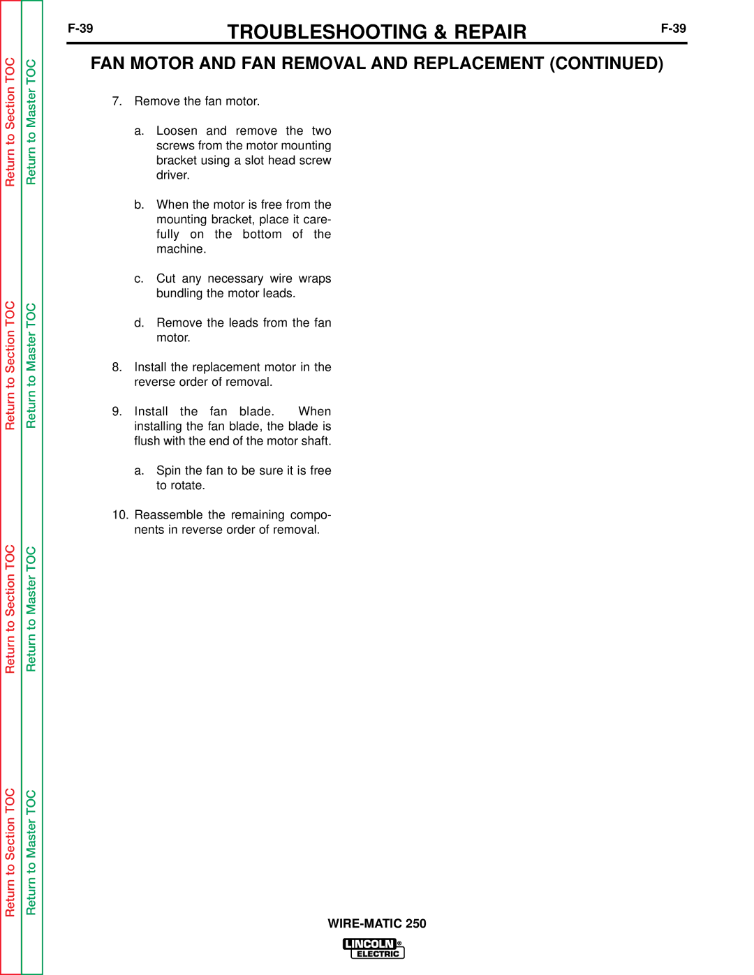 Lincoln Electric SVM 117-A service manual Troubleshooting & Repair 