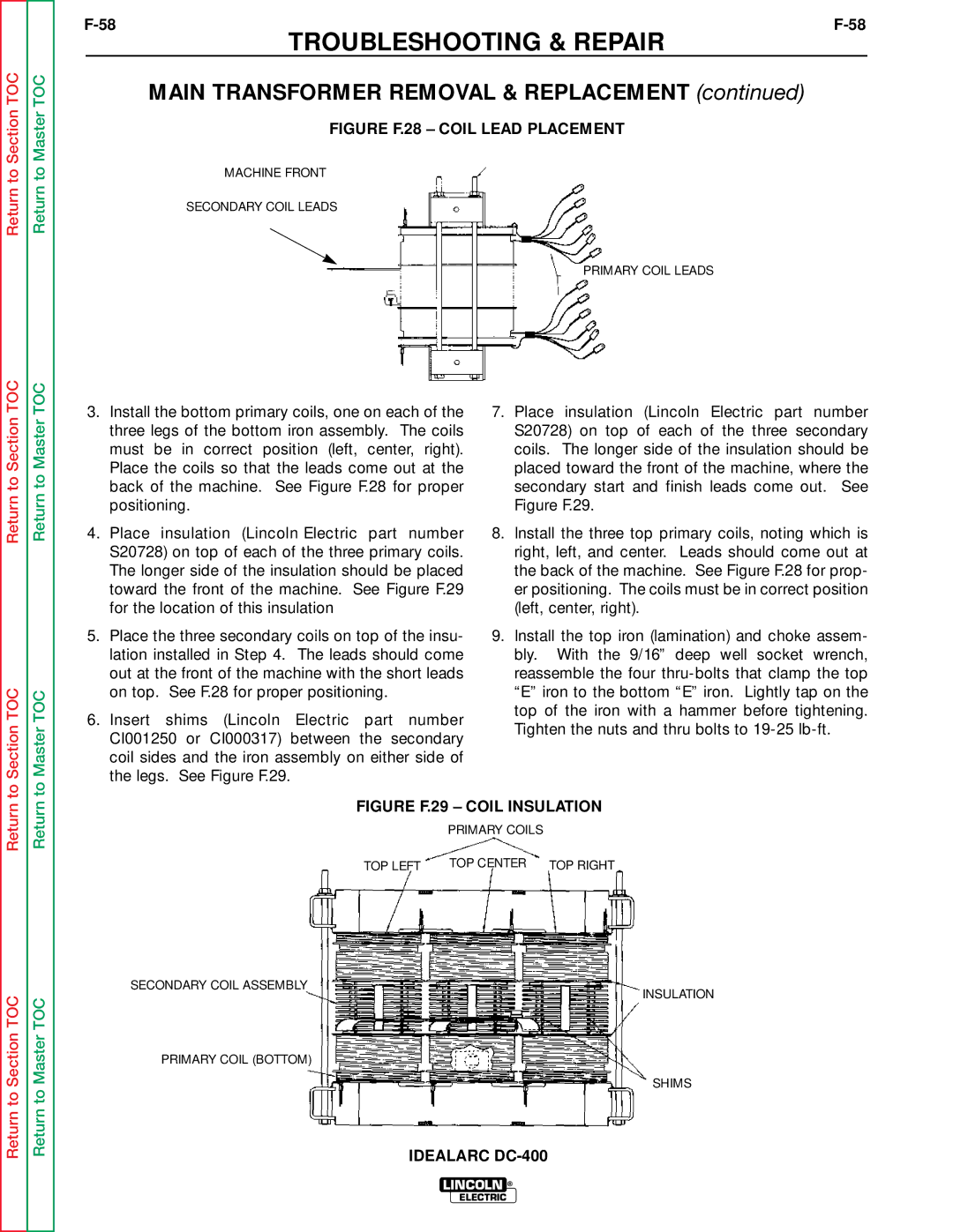 Lincoln Electric SVM 122-A service manual Figure F.28 Coil Lead Placement 