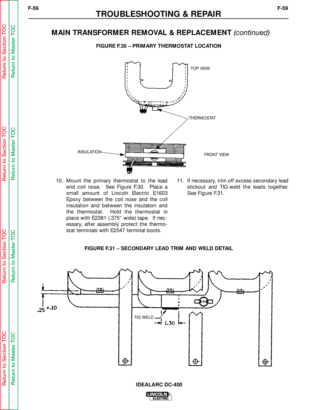 Lincoln Electric SVM 122-A service manual Figure F.30 Primary Thermostat Location 