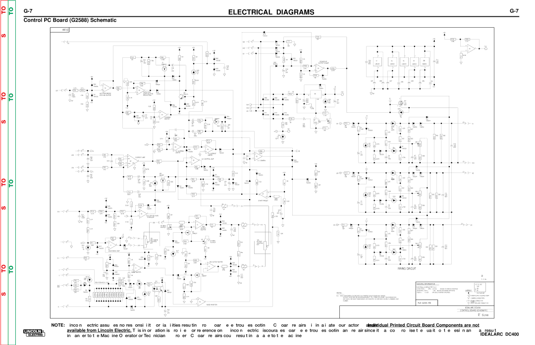 Lincoln Electric SVM 122-A service manual Control PC Board G2588 Schematic, 2586 