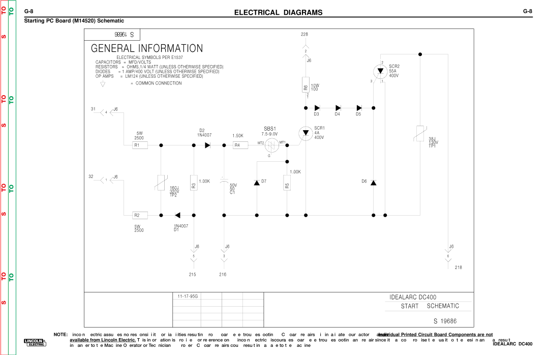 Lincoln Electric SVM 122-A service manual General Information, Starting PC Board M14520 Schematic 