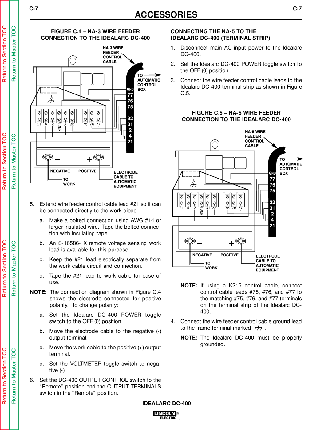 Lincoln Electric SVM 122-A service manual Connecting the NA-5 to the Idealarc DC-400 Terminal Strip 