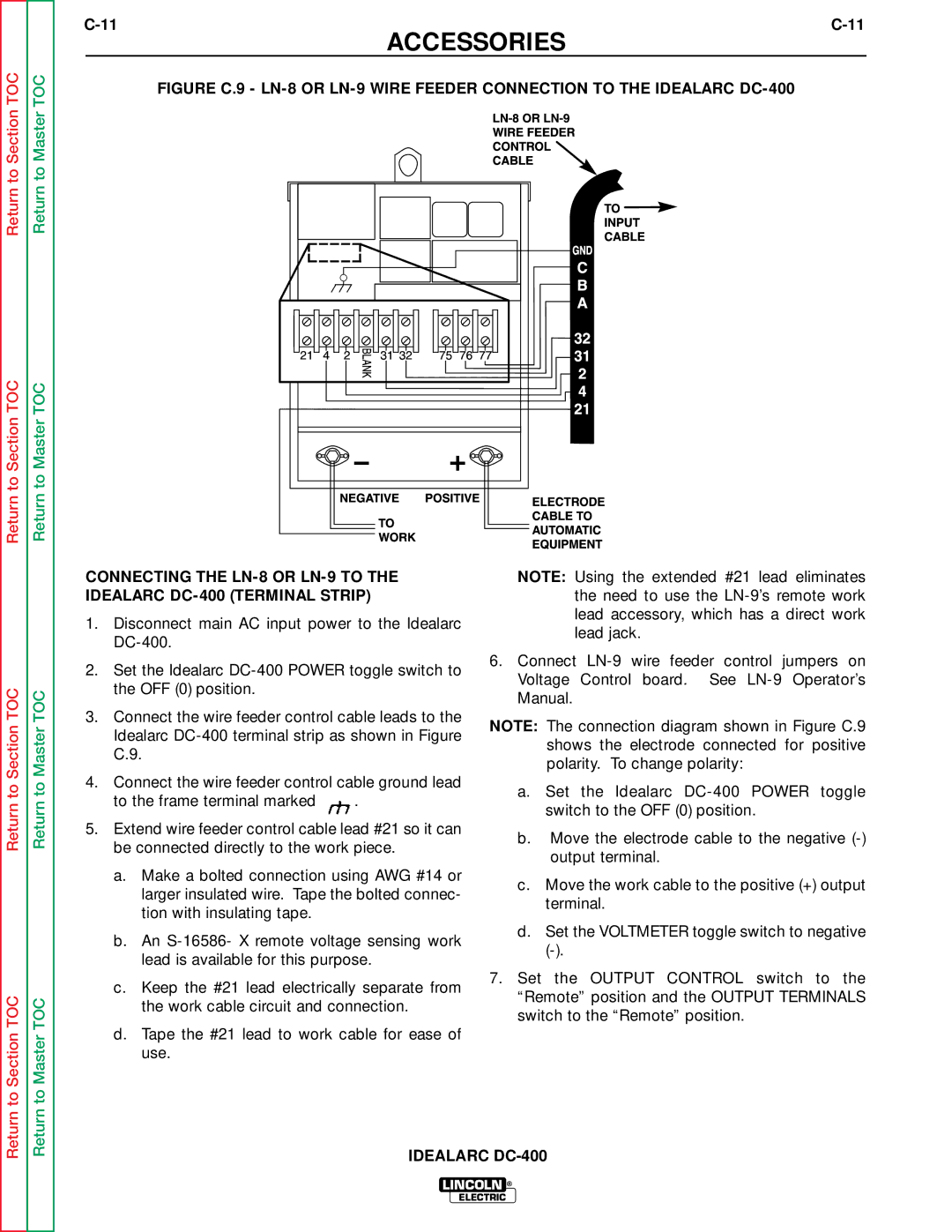 Lincoln Electric SVM 122-A service manual Accessories 