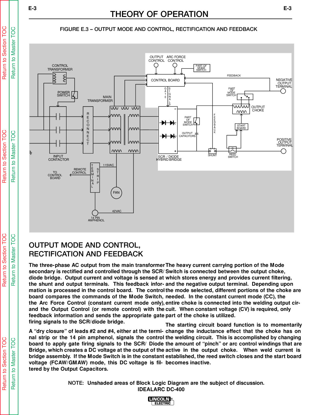 Lincoln Electric SVM 122-A service manual Output Mode and CONTROL, Rectification and Feedback 