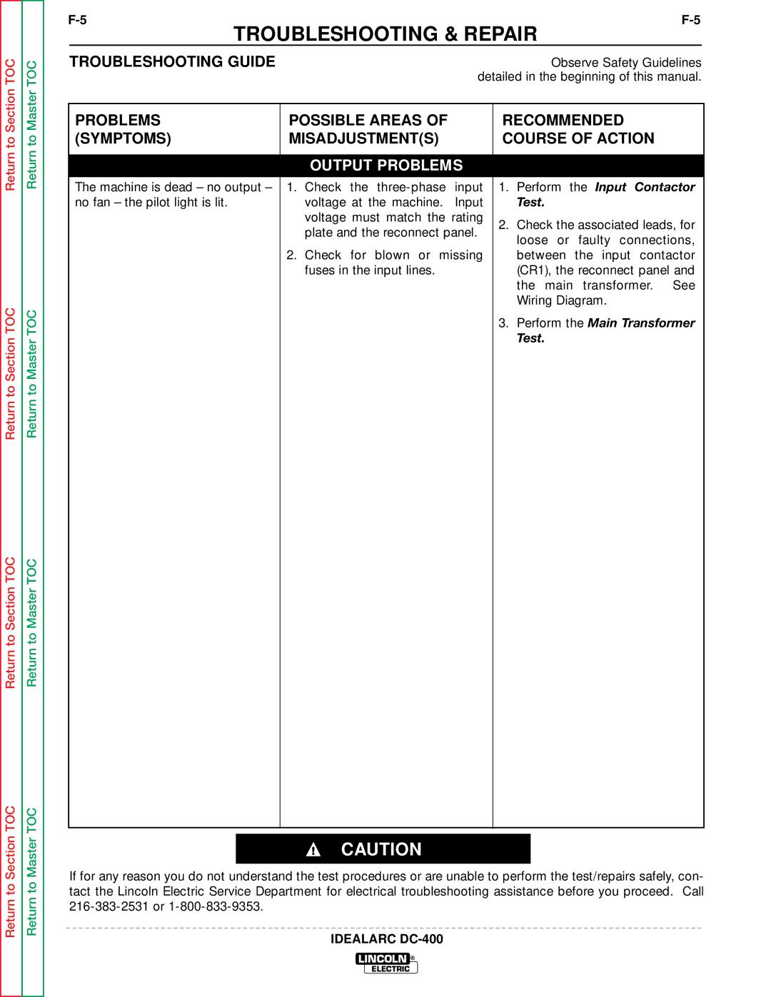 Lincoln Electric SVM 122-A service manual Perform the Main Transformer 