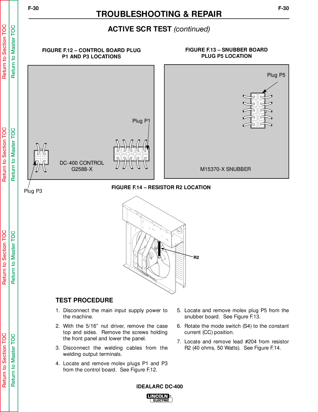 Lincoln Electric SVM 122-A service manual Active SCR Test, P1 and P3 Locations Plug P5 Location 