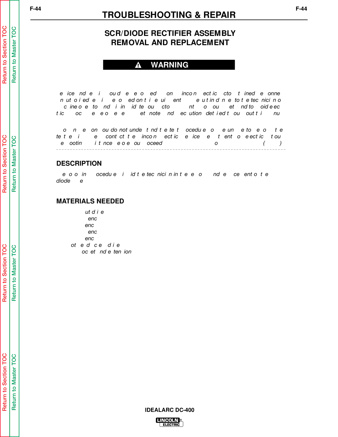 Lincoln Electric SVM 122-A service manual SCR/DIODE Rectifier Assembly Removal and Replacement 