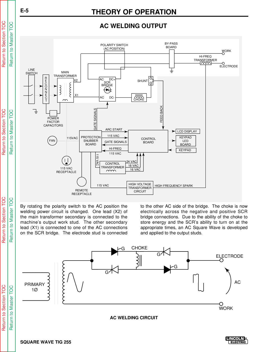 Lincoln Electric SVM100-A service manual AC Welding Output, AC Welding Circuit 