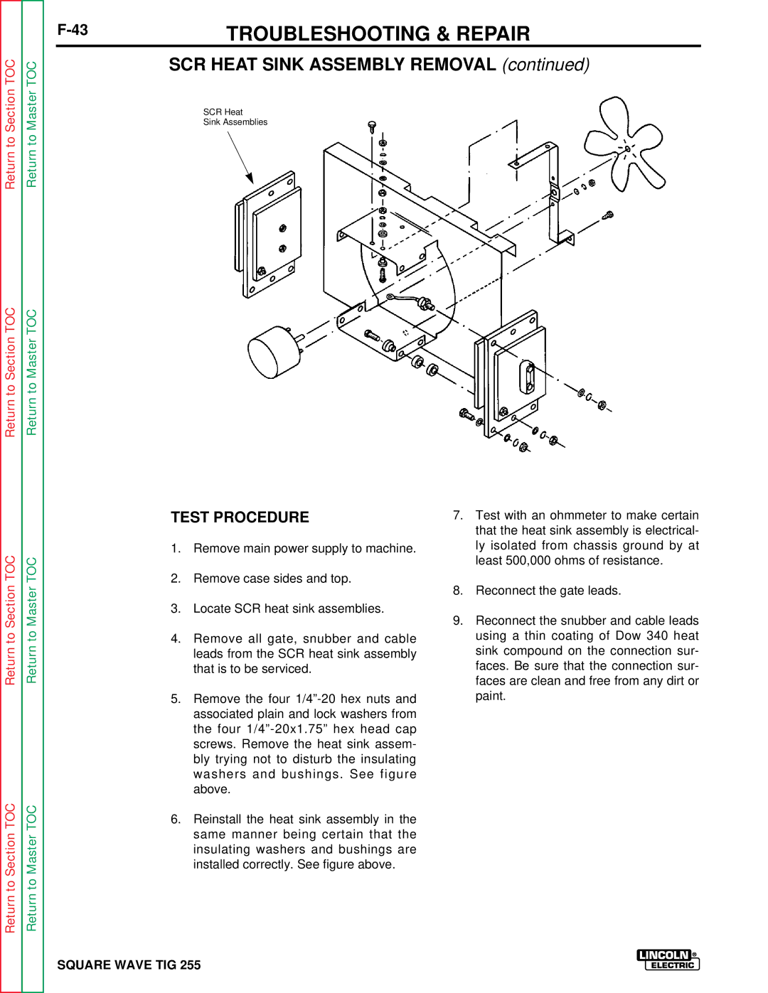 Lincoln Electric SVM100-A service manual SCR Heat Sink Assembly Removal 