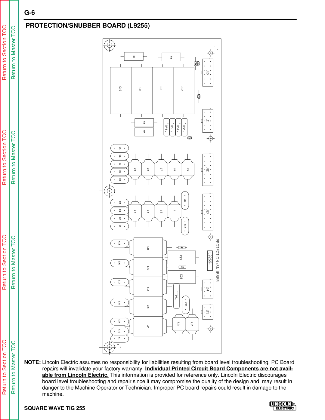 Lincoln Electric SVM100-A service manual PROTECTION/SNUBBER Board L9255 