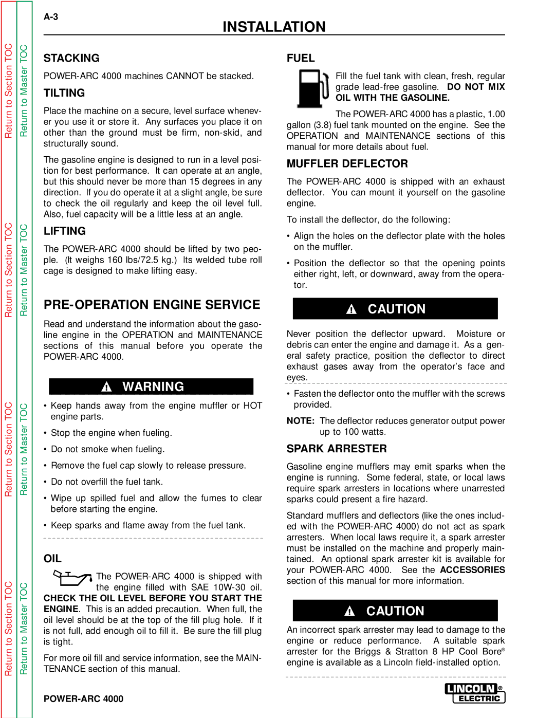 Lincoln Electric SVM103-A service manual PRE-OPERATION Engine Service 