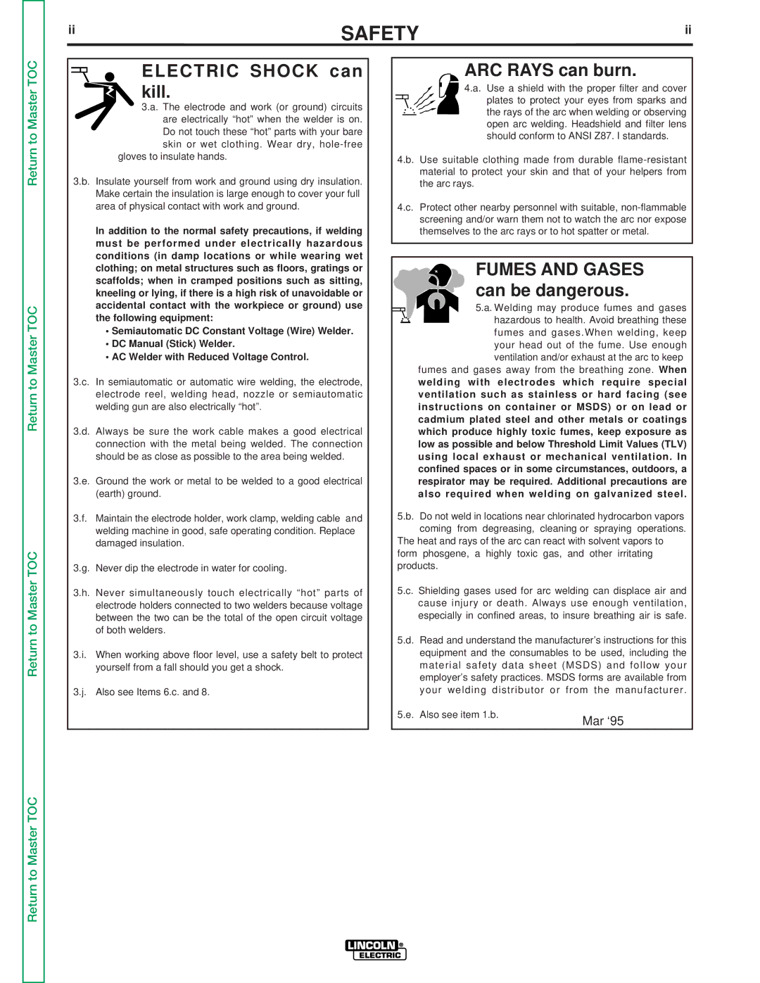 Lincoln Electric SVM103-C service manual Electric Shock can kill 