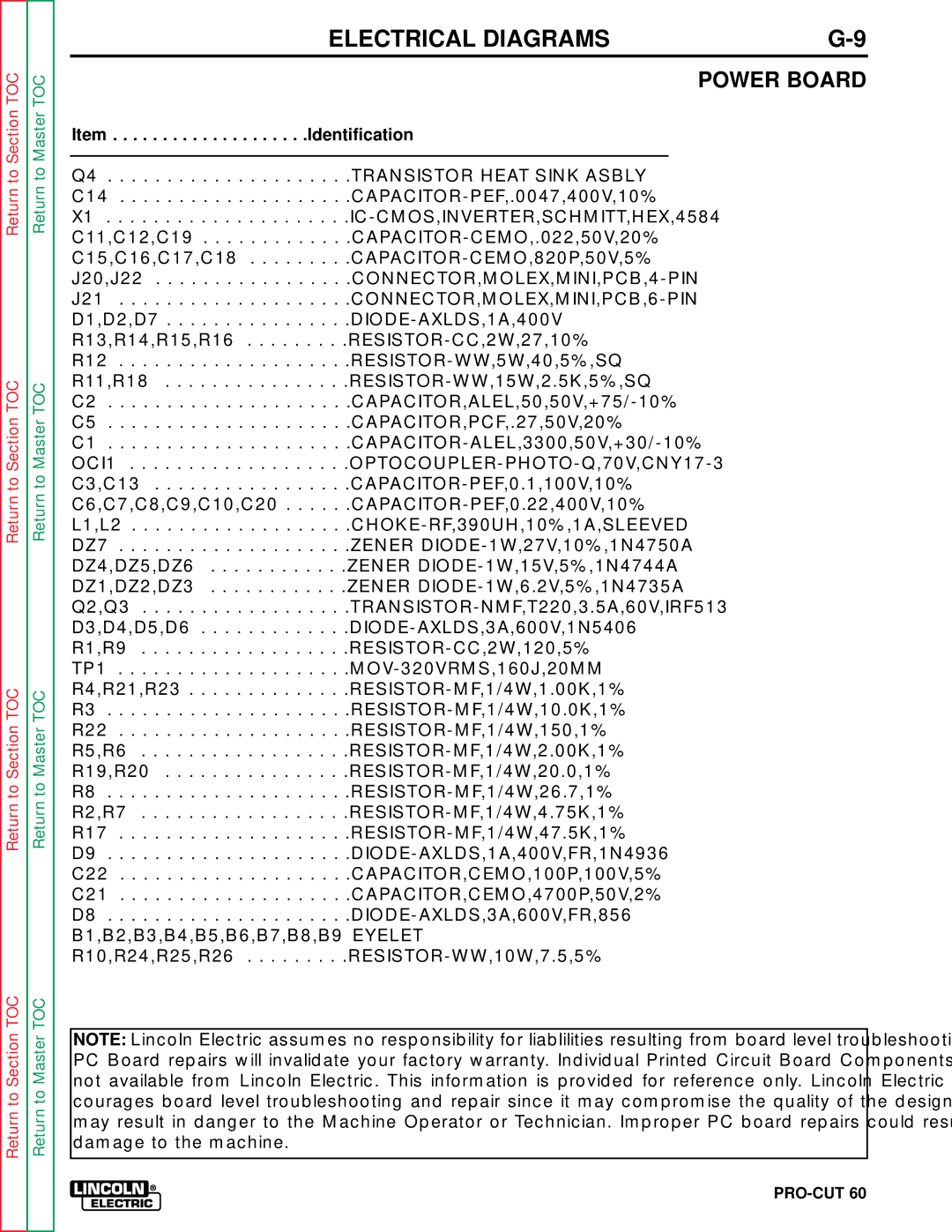 Lincoln Electric SVM104-A service manual Power Board, Identification 