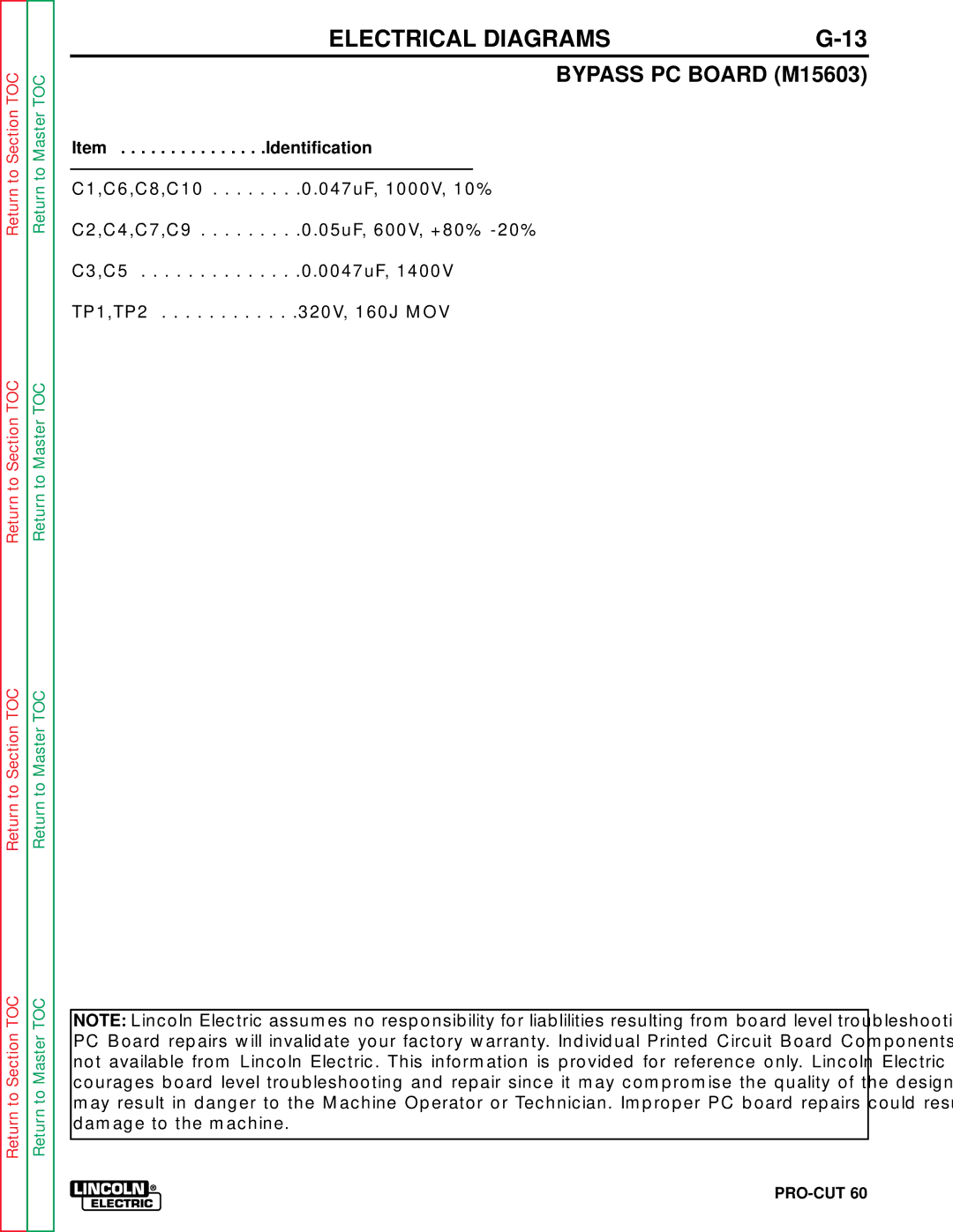 Lincoln Electric SVM104-A service manual Bypass PC Board M15603 