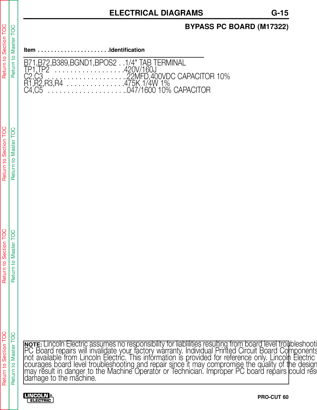 Lincoln Electric SVM104-A service manual Bypass PC Board M17322 