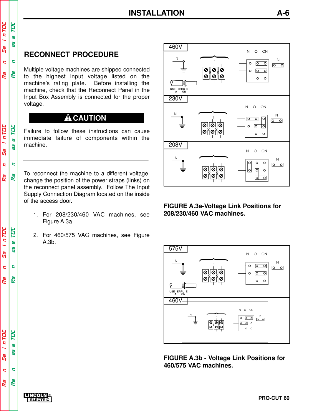 Lincoln Electric SVM104-A service manual Reconnect Procedure, 208/230/460 VAC machines 