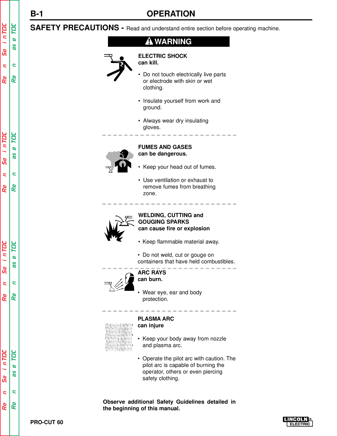 Lincoln Electric SVM104-A service manual Operation, Electric Shock can kill 