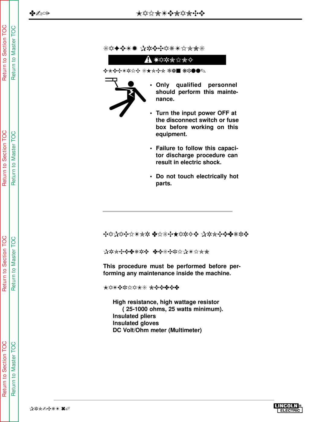 Lincoln Electric SVM104-A Maintenance, Safety Precautions, Capacitor Discharge Procedure, Procedure Description 