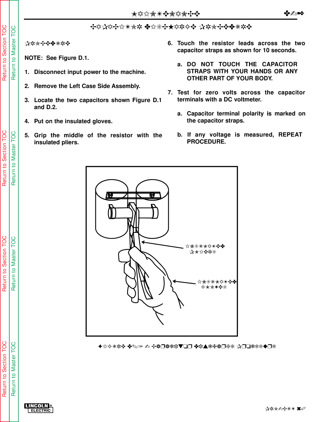 Lincoln Electric SVM104-A service manual Figure D.1 Capacitor Discharge Procedure 