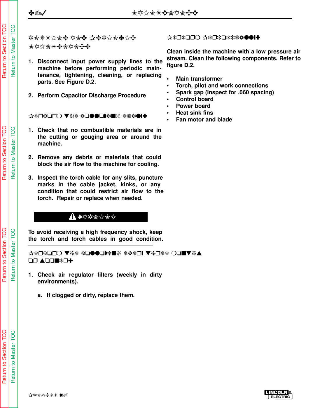 Lincoln Electric SVM104-A service manual Routine and Periodic Maintenance, Perform the following daily 